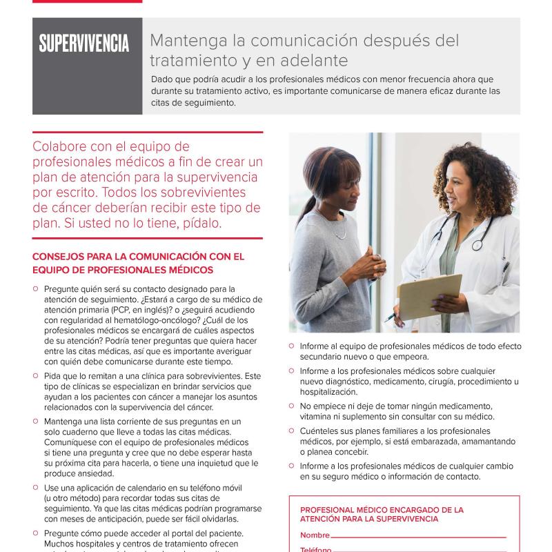 Comunicación con el equipo de profesionales médicos: supervivencia 