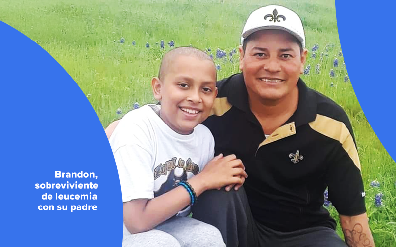 Brandon, sobreviviente de leucemia con su padre