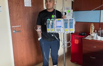 lymphoma, mail, hispanic, infusion pole