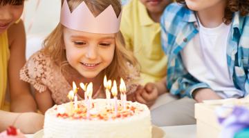 Birthday girl blowing out candles