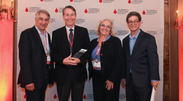 From left to right: Dr. Louis DeGennaro, LLS President & CEO; Dr. Stephen Ansell, LLS Excellence in Scientific Service recipient; Dr. Gwen Nichols, LLS Chief Medical Officer; Dr. Lee Greenberger, LLS Chief Scientific Officer