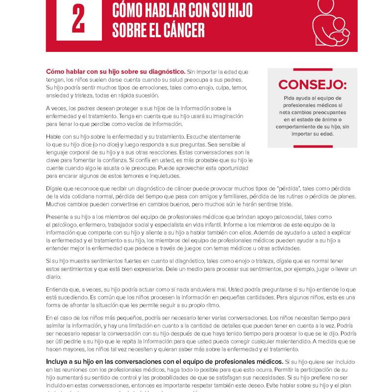 Capítulo 2: Cómo hablar con su hijo sobre el cáncer