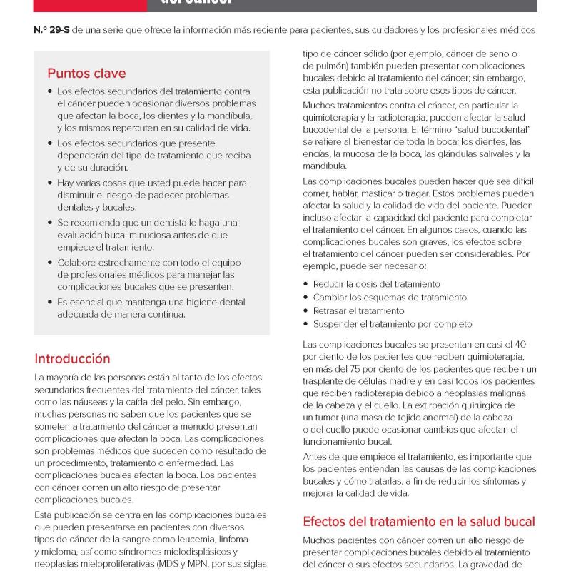 Complicaciones dentales y bucales del tratamiento del cáncer