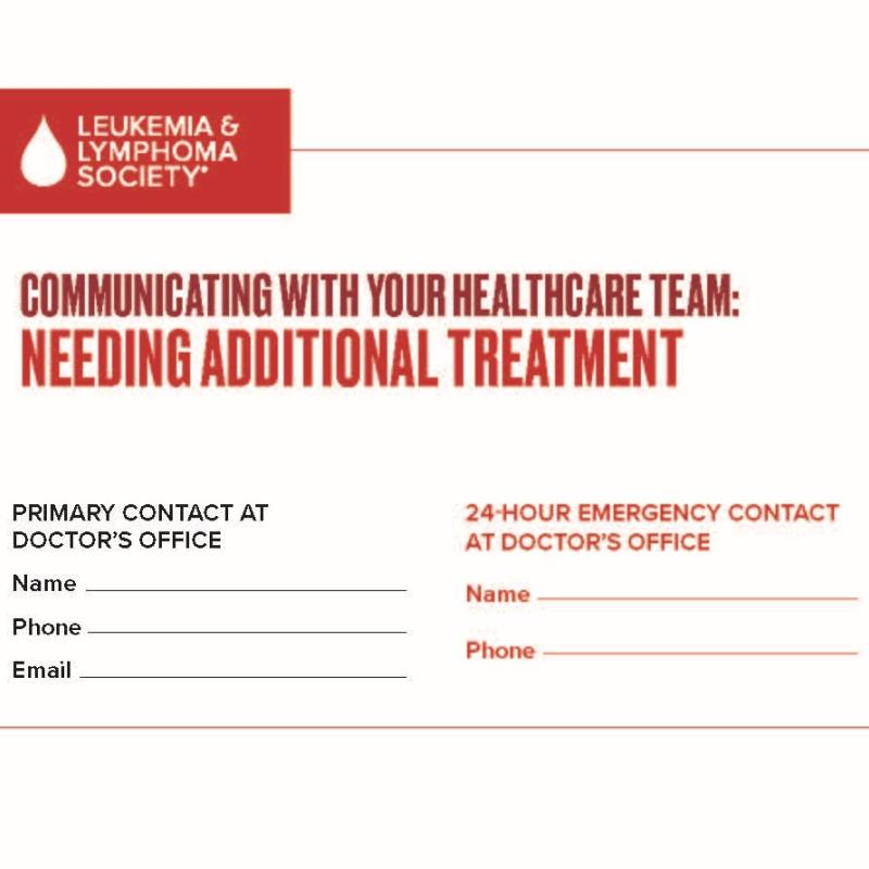 Communicating With Your Healthcare Team: Needing Additional Treatment (Card)