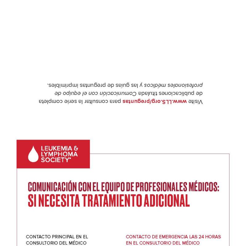 Comunicación con el equipo de profesionales médicos: si necesita tratamiento adicional card