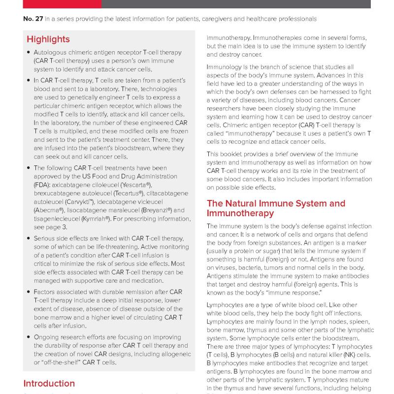 Chimeric Antigen Receptor (CAR) T-Cell Therapy