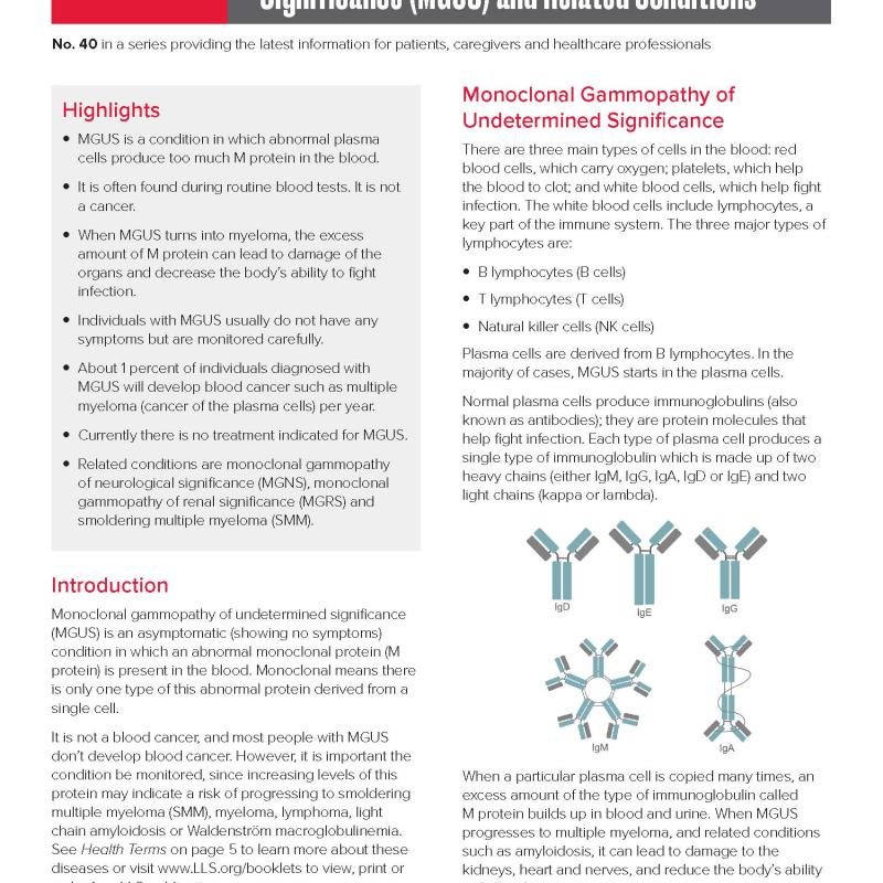 Monoclonal Gammopathy of Undetermined Significance (MGUS) and Related Conditions