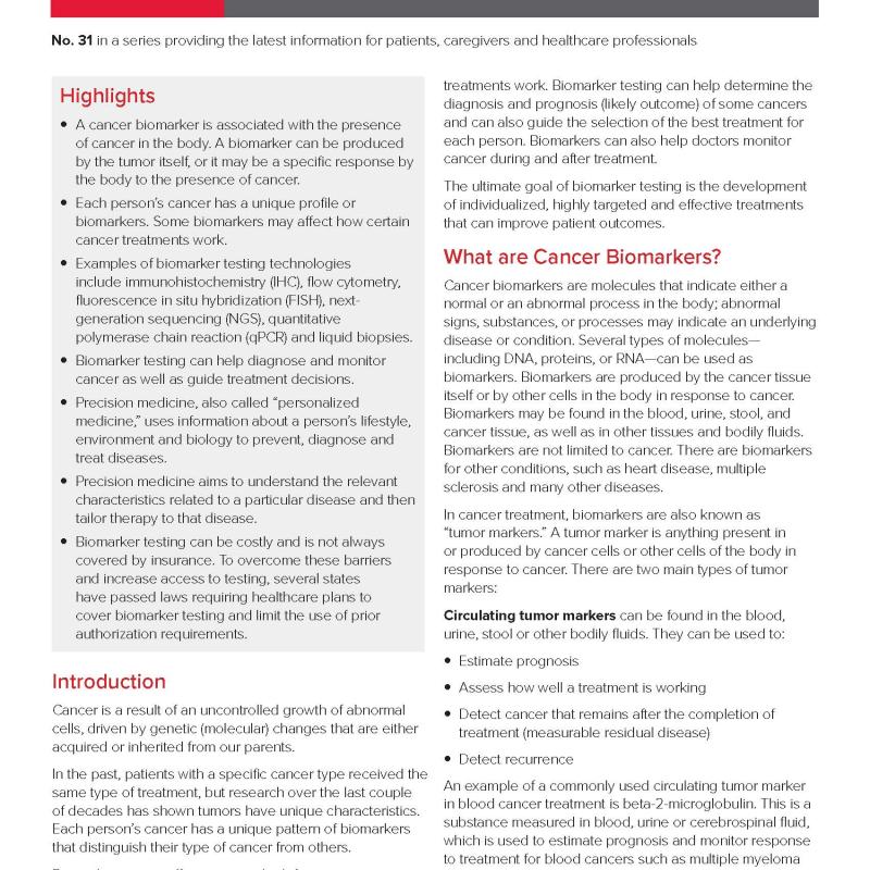 Biomarker Testing for Cancer Treatment