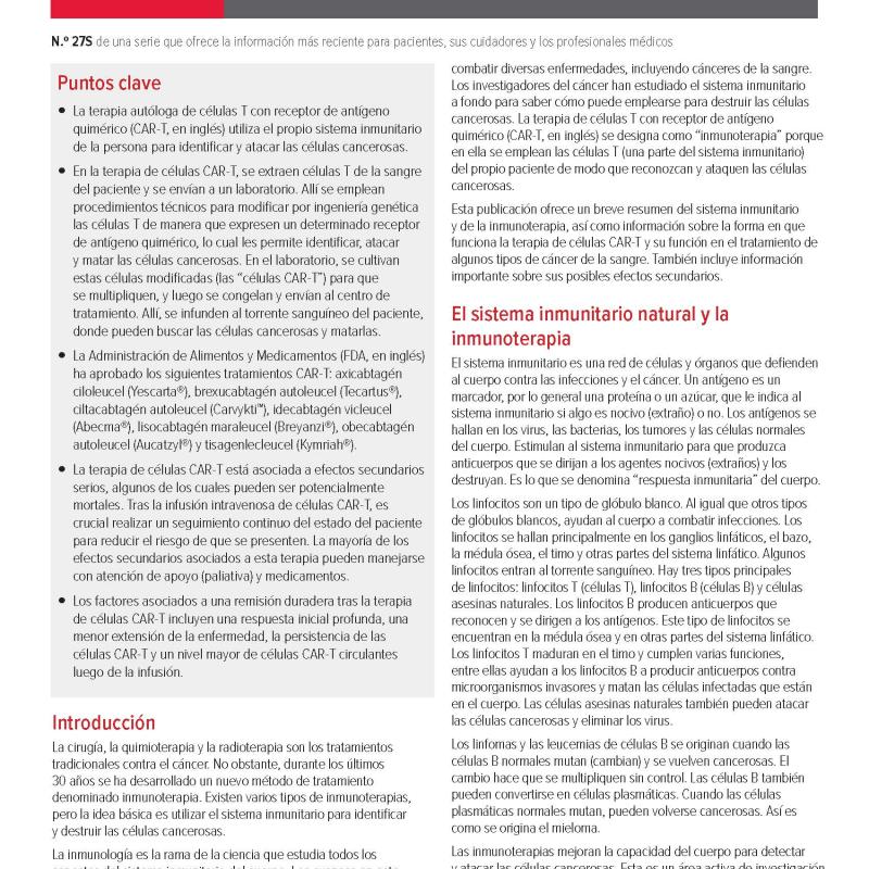 Terapia de células T con receptor de antígeno quimérico (CAR-T)