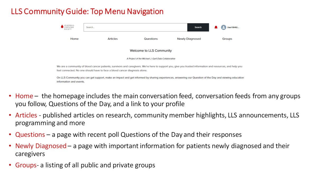 LLS EC Community Guide Top Menu Navigation