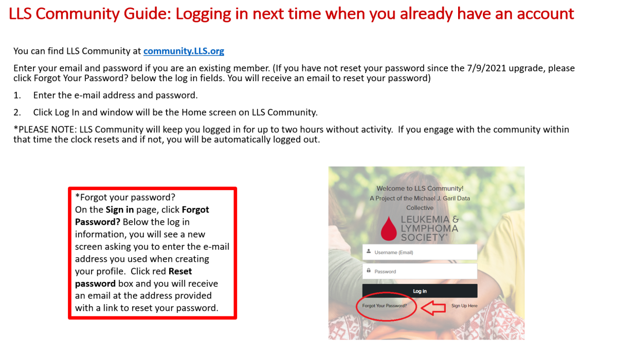 LLS Community Guide: Logging in next time when you already have an account​