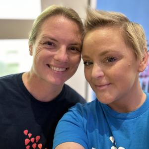 two participants at Light The Night celebrating and acknowledging their cancer experience