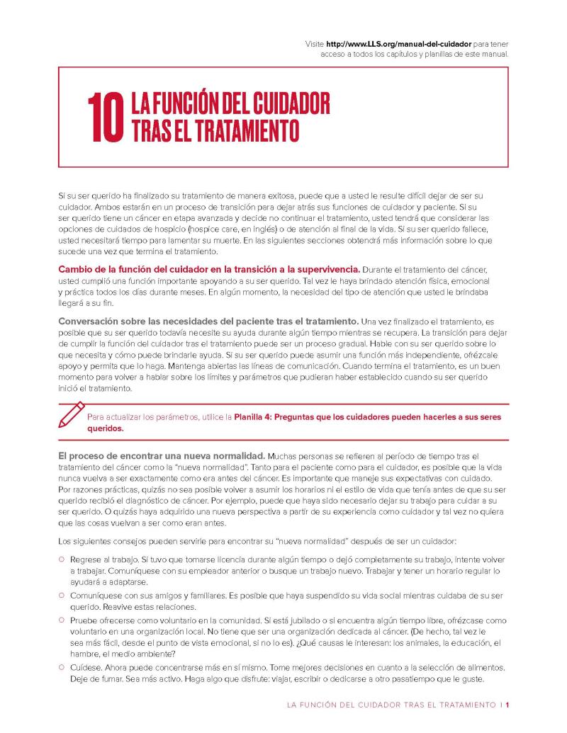 Capítulo 10: La función del cuidador tras el tratamiento