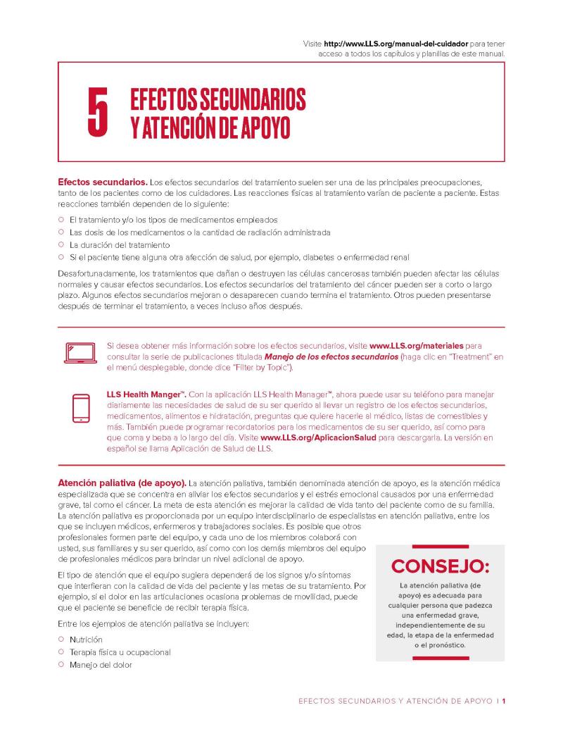 Capítulo 5: Efectos secundarios y atención de apoyo