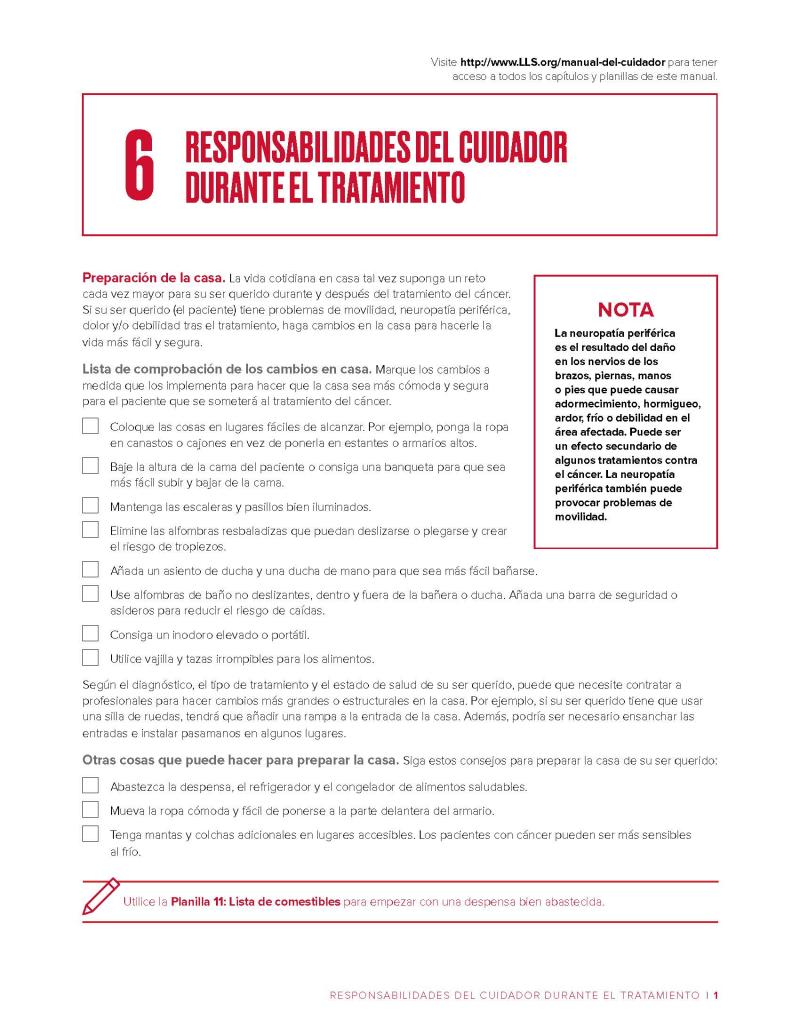 Capítulo 6: Responsabilidades del cuidador durante el tratamiento
