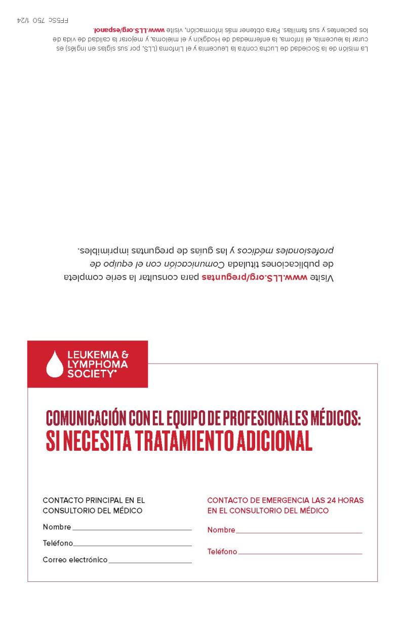 Comunicación con el equipo de profesionales médicos: si necesita tratamiento adicional card