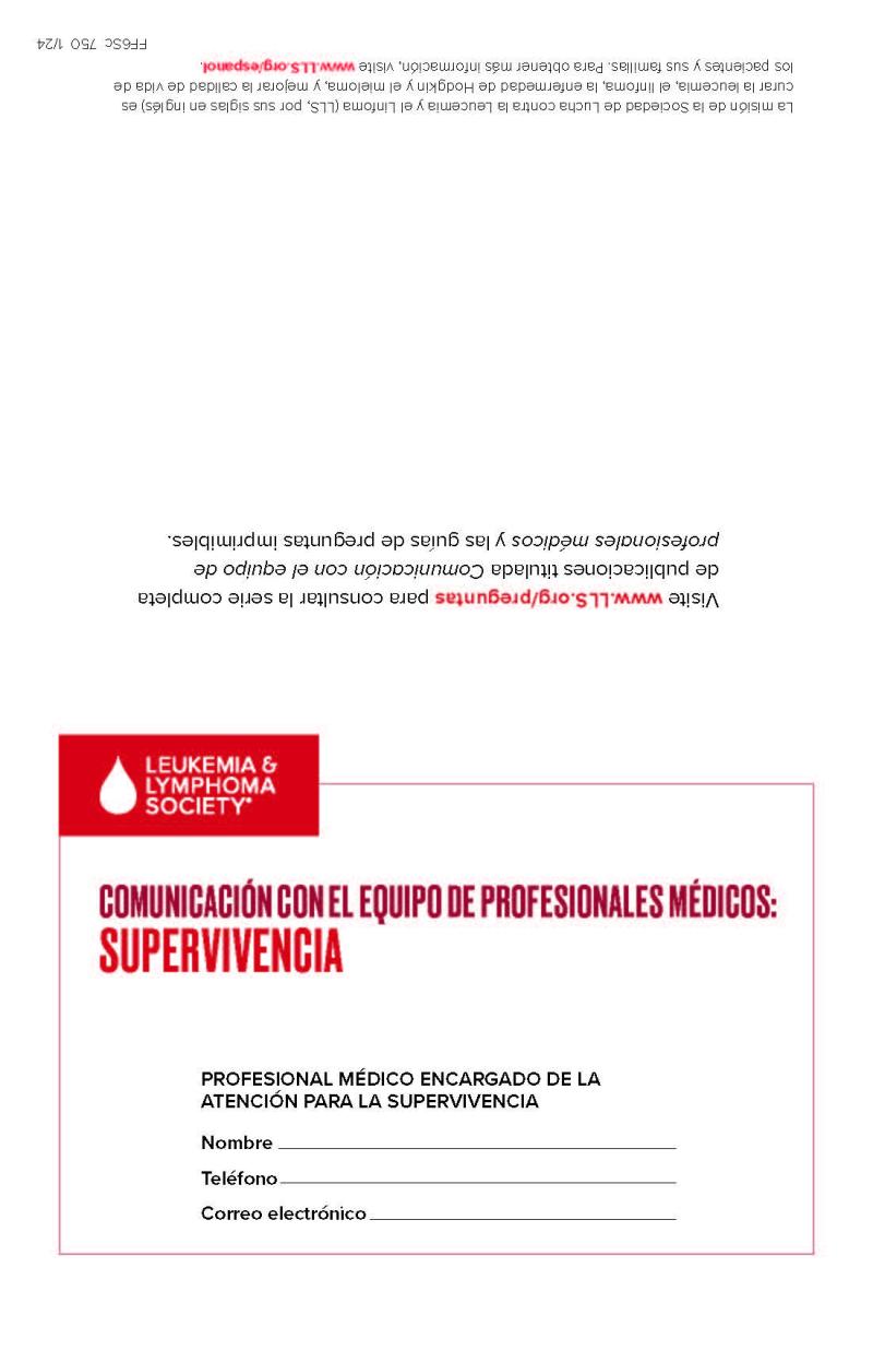 Comunicación con el equipo de profesionales médicos: supervivencia card