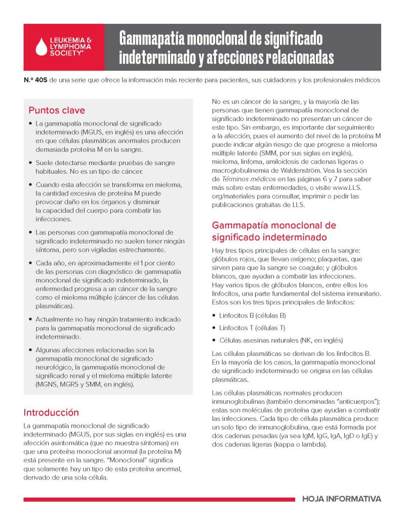 Gammapatía monoclonal de significado indeterminado y afecciones relacionadas